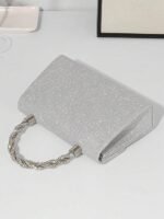 Women's Silver Glitter Handbag with Rhinestone Handle – - Image 6