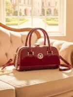 Women's Elegant Patent Leather Evening Handbag, - Image 17