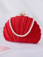Elegant Pearl Handle Floral Clutch Bag for Women - Image 16