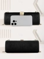 Women's Velvet Clutch Bag with Gold Feather Accent and - Image 7