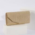 Women's Elegant Gold Glitter Evening Clutch Bag with Metal - Image 7