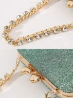 6Pcs Women's Green Sage Glitter Evening Clutch with Rhinestone - Image 7