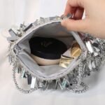 Luxurious Black Evening Clutch with Sparkling Crystal Fringe and - Image 4