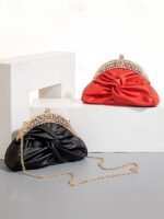 Women's Faux Leather Evening Clutch Bag – Rhinestone - Image 4