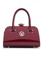 Women's Elegant Patent Leather Evening Handbag, - Image 6