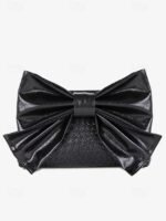 Women's Gold Faux Leather Clutch Bag with Oversized Bow - Image 10