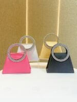 Women's Satin Evening Handbag with Rhinestone Circular - Image 9