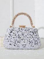 Elegant Pearl Handle Floral Clutch Bag for Women - Image 12