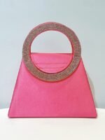 Women's Satin Evening Handbag with Rhinestone Circular - Image 7