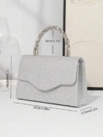 Women's Silver Glitter Handbag with Rhinestone Handle – - Image 10