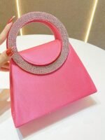 Women's Satin Evening Handbag with Rhinestone Circular - Image 4