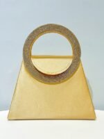Women's Satin Evening Handbag with Rhinestone Circular - Image 14